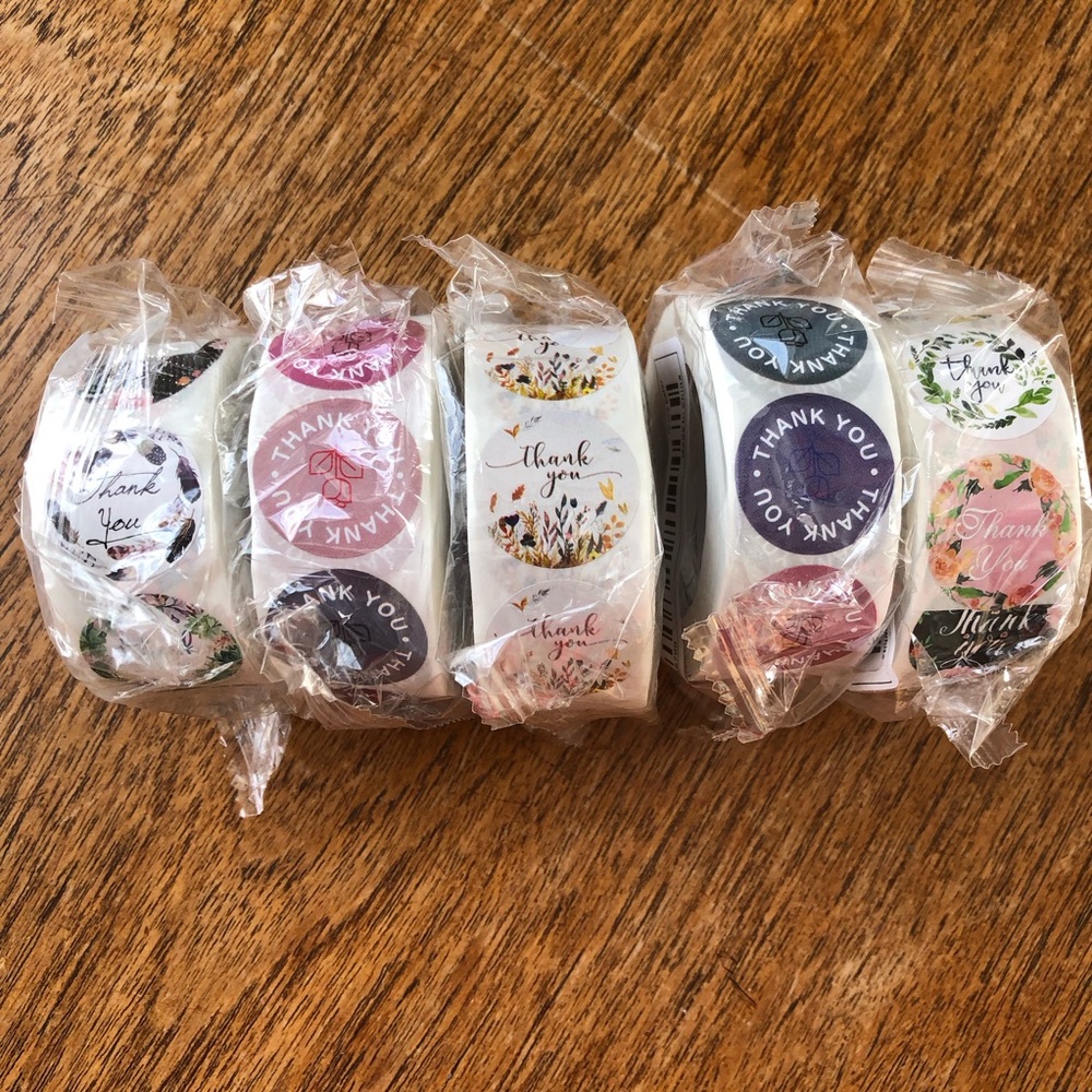 5 Rolls of 500 Thank You Stickers
